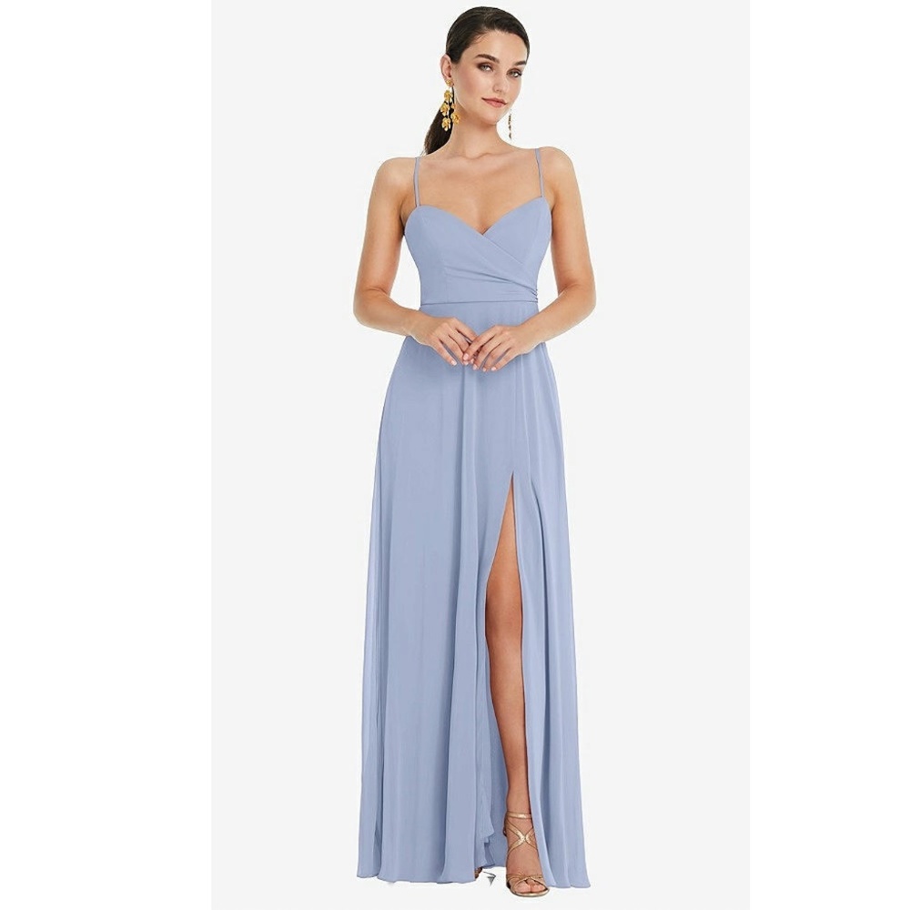 Lovely: ADJUSTABLE STRAP WRAP BODICE MAXI DRESS WITH FRONT SLIT (NWOT)